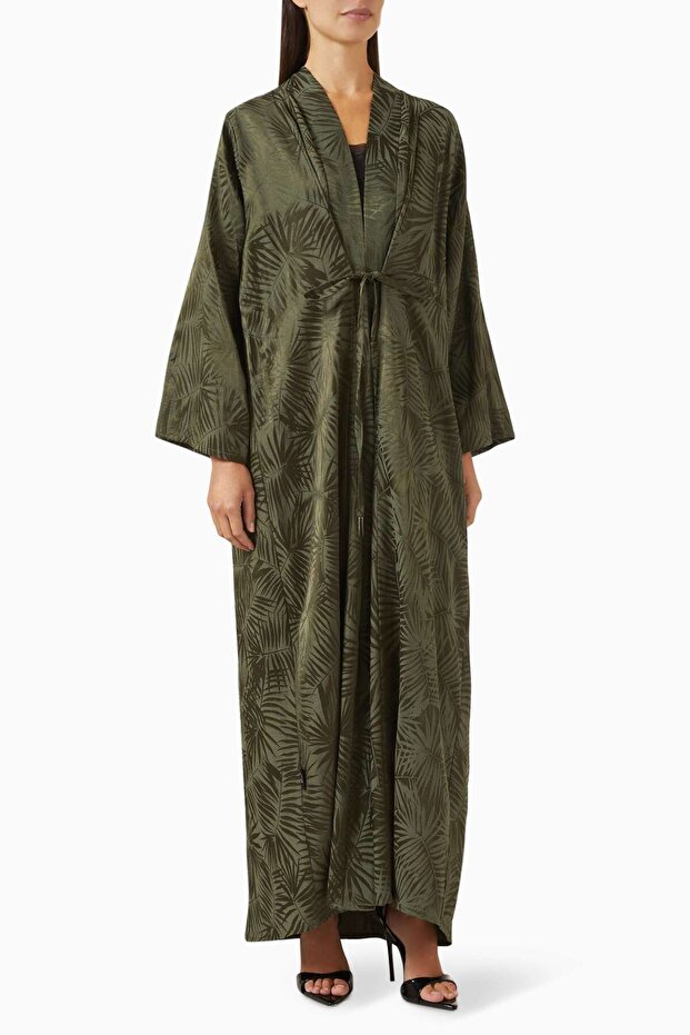 Reflect Your Stylish and Comfortable Style with Modern Palm Pattern Kimono Abaya