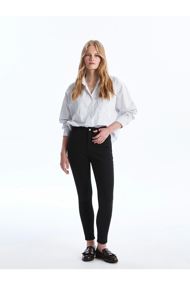 LCW Jeans Siyah Yüksek Bel Push Up Kadın Jean Pantolon - 1