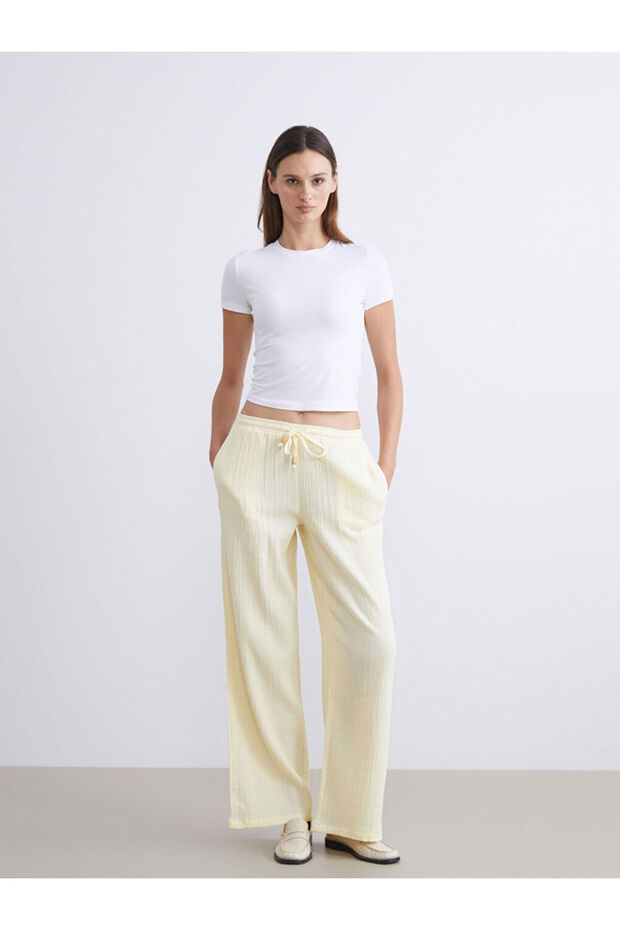 Esvab • Modern & Distinctive Women's Textured Muslin Pants with Waist Drawstring