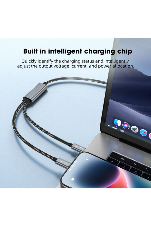 100W Çift Uçlu Type-C PD Şarj ve Veri Kablosu – E-Mark Chip, 1,5 Metre, Çift Cihaz Şarj Desteği - 5