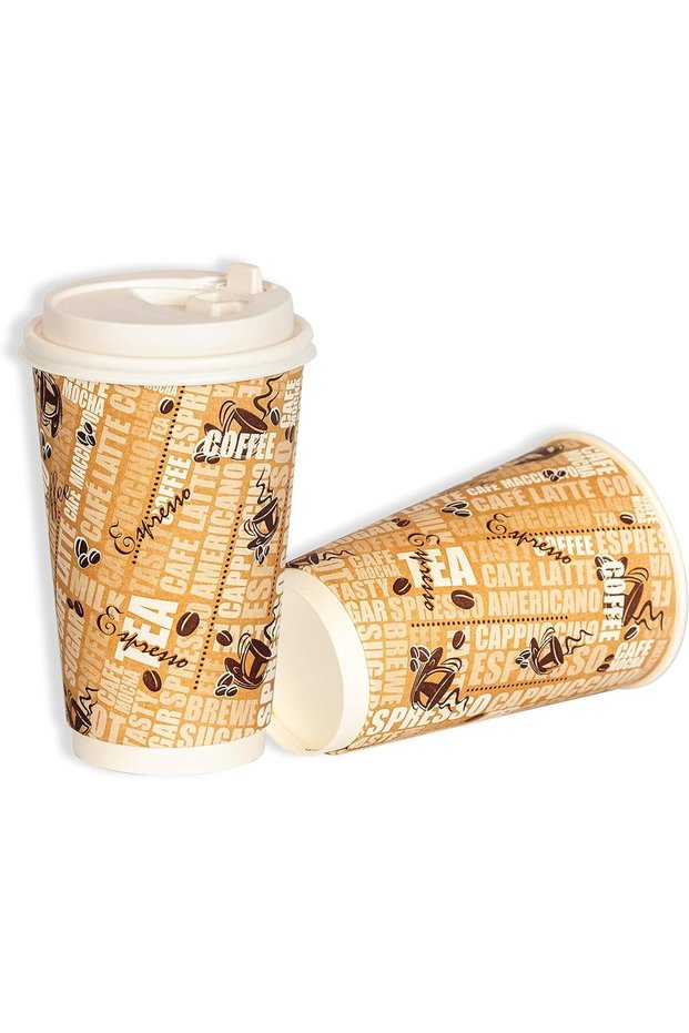 Insulated Paper Hot Coffee Cup with Wooden Spoons & Carton - Hot Cup Holds Shape with Hot Dri