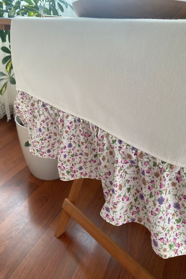 Fırfırlı Çıtır Çiçekli Dak Keten Runner 40*110 - 1