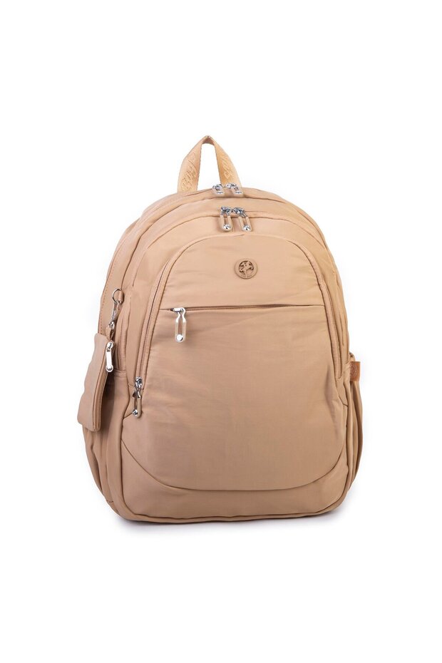 Unisex Large Size Backpack Multi-Compartment School Bag Sand
