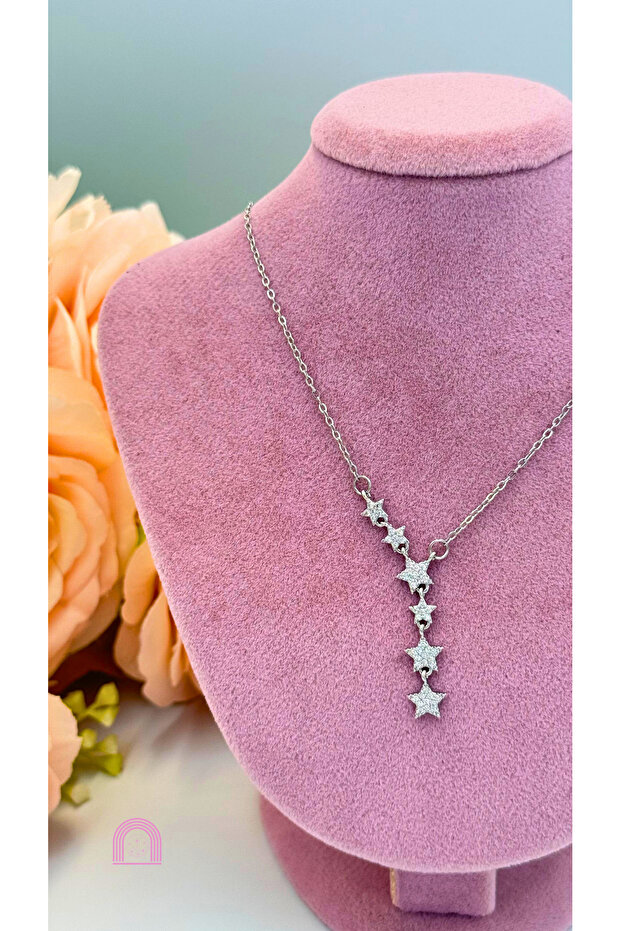Çelik Yıldızlı Silver Kolye - 3