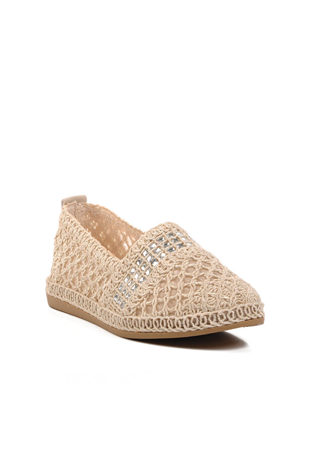 Cream Mesh Women's Ballerinas Pc-54570 Z