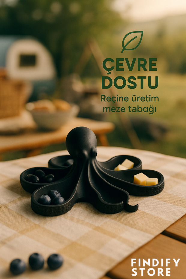 3D Ahtapot Kahvaltı Sunumluğu PLA Reçine, Çevre Dostu, Çocuk Dostu ve Vegan Tasarım - 6