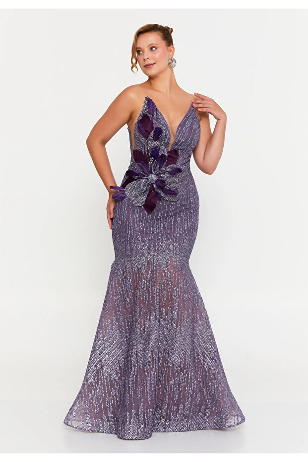 Straplez Uzun Normal Kesim Abiye Elbise - 1