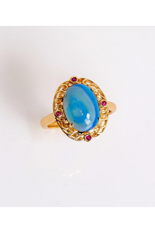 Blue Agate Adjustable Ring - 3