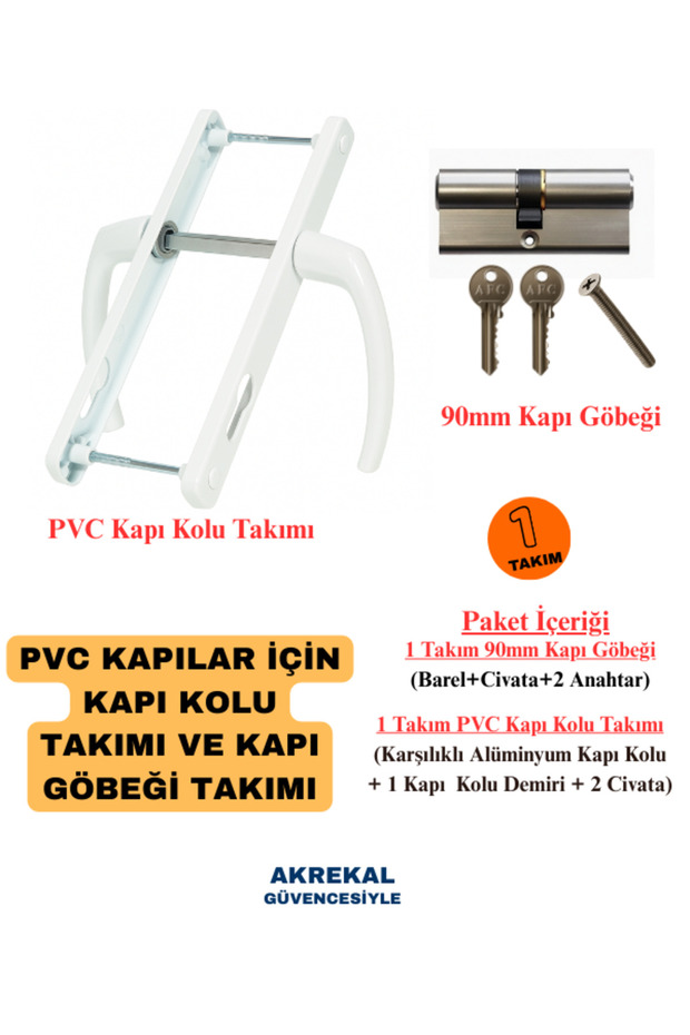 Pvc Pimapen Kapı Kolu Takımı ve 90 mm Kapı Barel Kilit Göbeği Takımı - 2