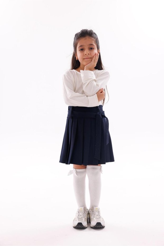 Girl's School Belted Pleated Skirt