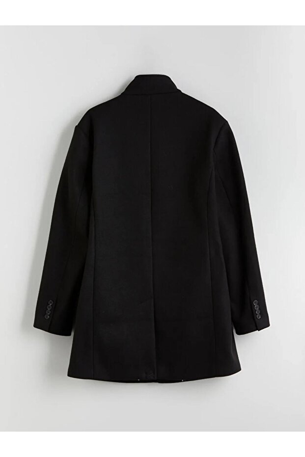 LCWAIKIKI ClassicSiyah Standart Kalıp Dik Yaka Erkek Kaşe Kaban - 3