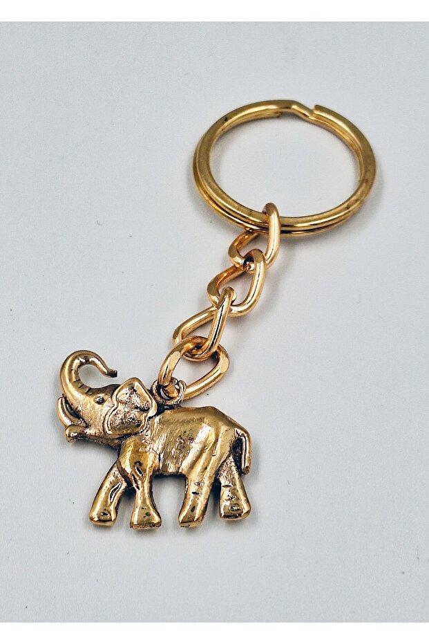 Brass Elephant Keychain