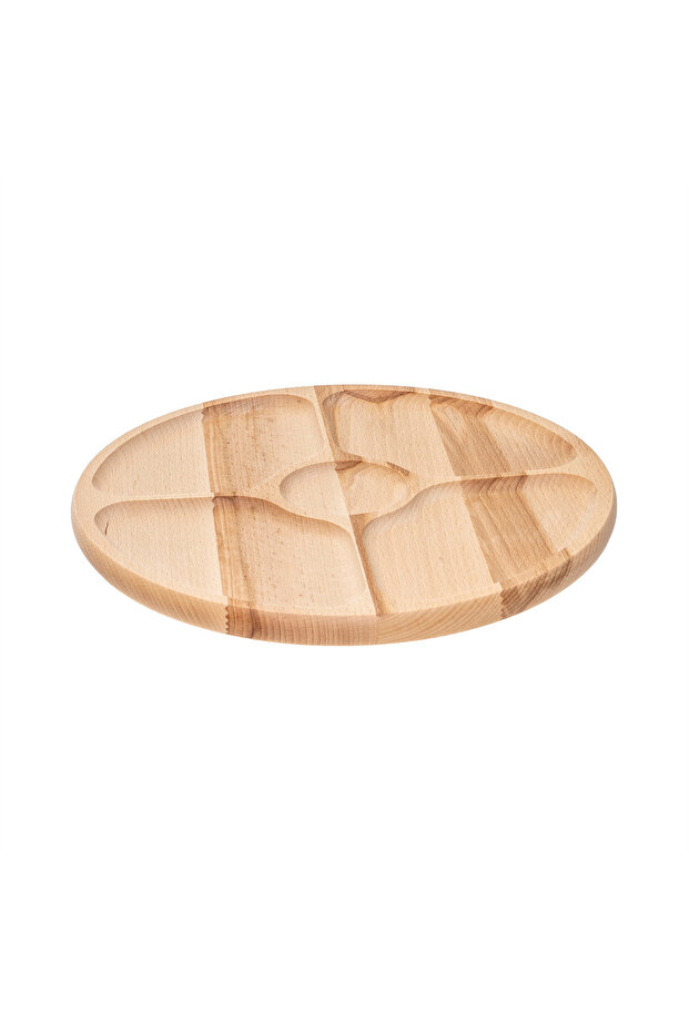 Rotating serving tray made of beech wood with 5 compartments, diameter 33 cm EXT10029 - 1
