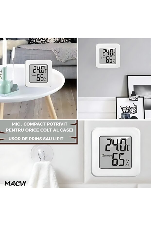 MACVI® Digital Thermometer and Hygrometer with LCD Display, Temperature and Humidity, Compact - 5