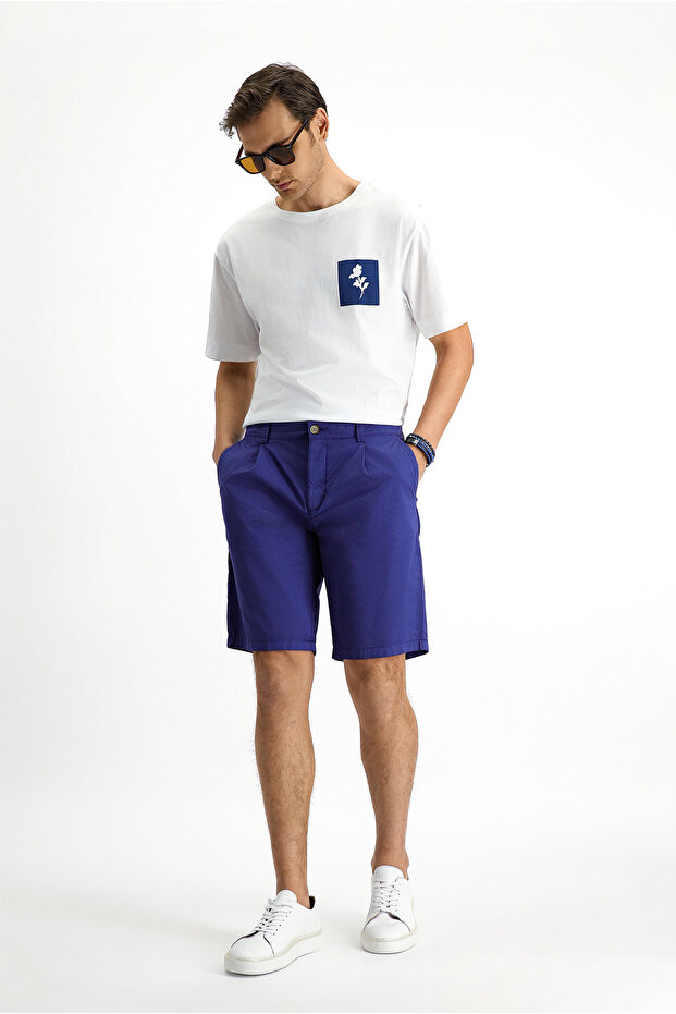Regular Fit Pamuklu Pileli Bermuda Şort - 2