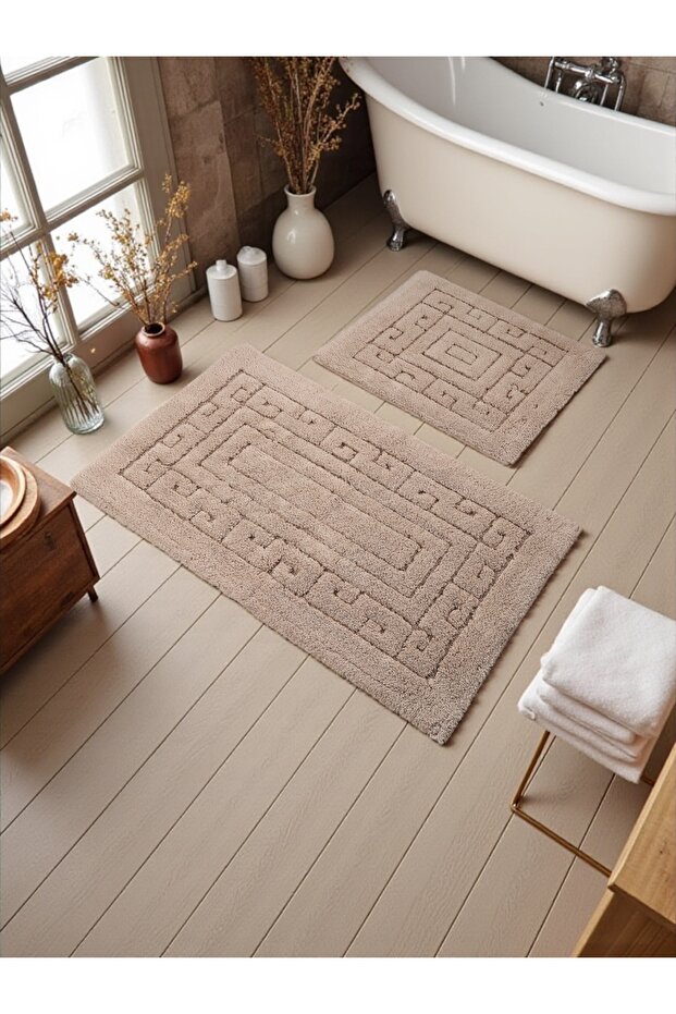 Andaraa Cotton Bath Mat Set (60X100)(50X60)Coffee+