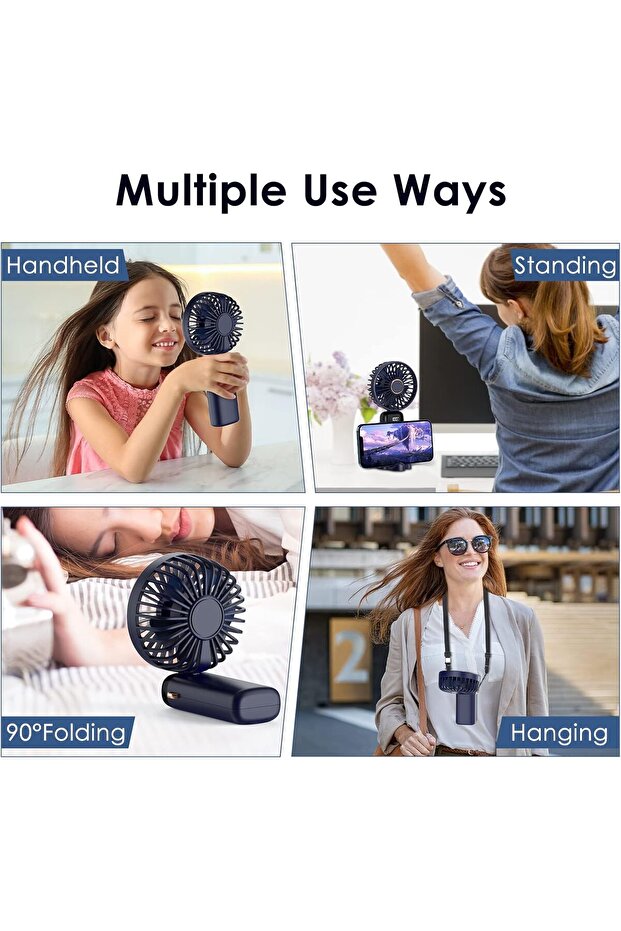 Handheld Fan 3000mAh Rechargeable Mini USB Fan –5 Speed Portable Folding Desk Fan with Power Display - 2