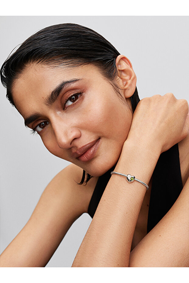 Özel Baskı Yapılabilir İlkbahar Yeşili Taşlı Kalp Charm - 5