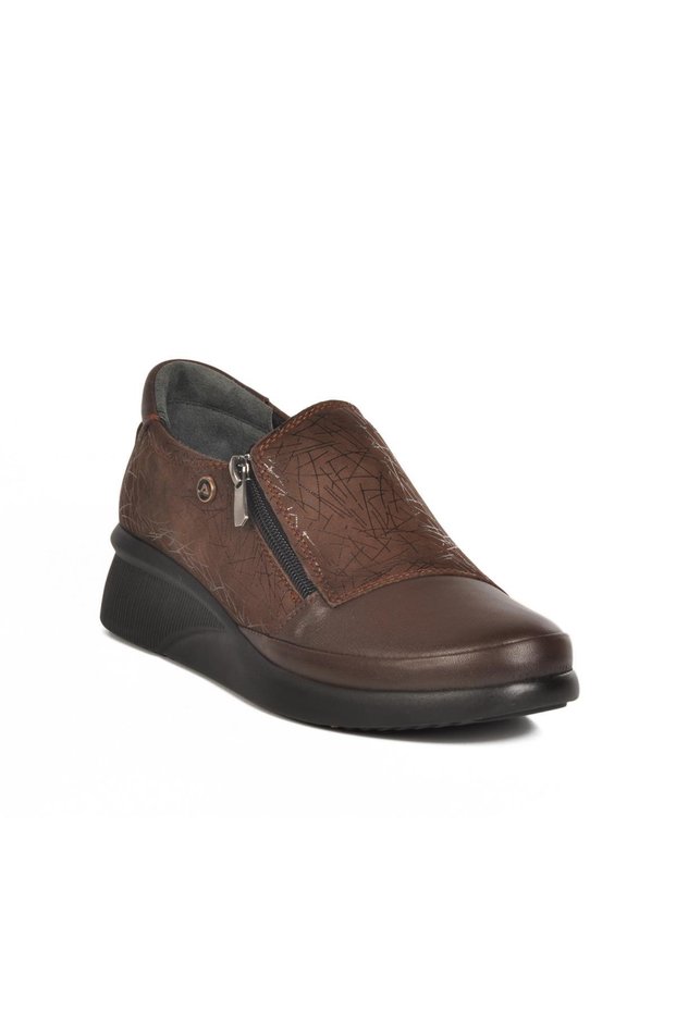 3515 Z Brown Genuine Leather Women's Orthopedic Casual Shoes