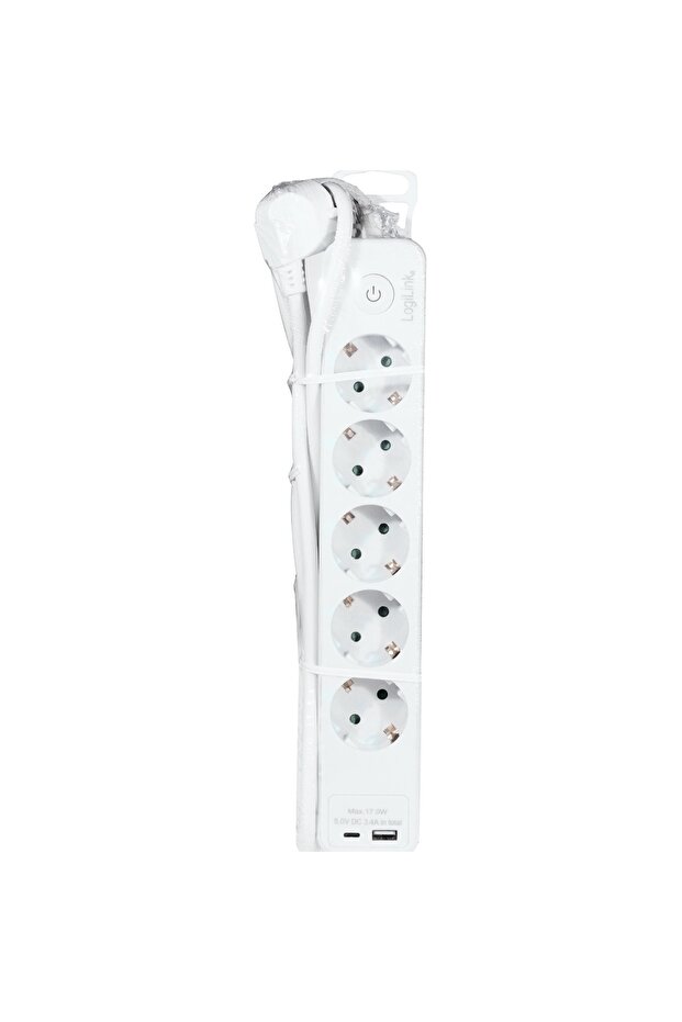 LPS280U extension cord, 5 outlets, 1x USB-C, 1x USB-A, 17W, switch, overload protection - 1