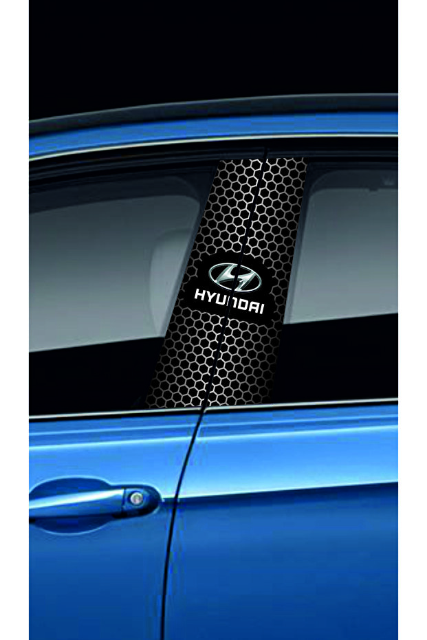 Vehicle Brands Black Car Door Post Covering Foil (Right and Left Set) (2 Pieces) - 22X52 cm