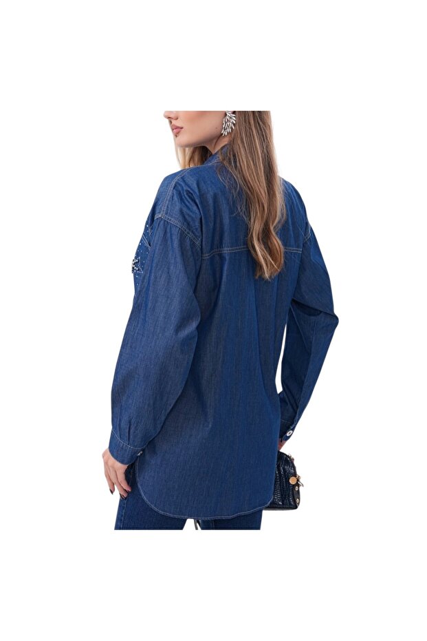 Taşlı Kot Gömlek - 3