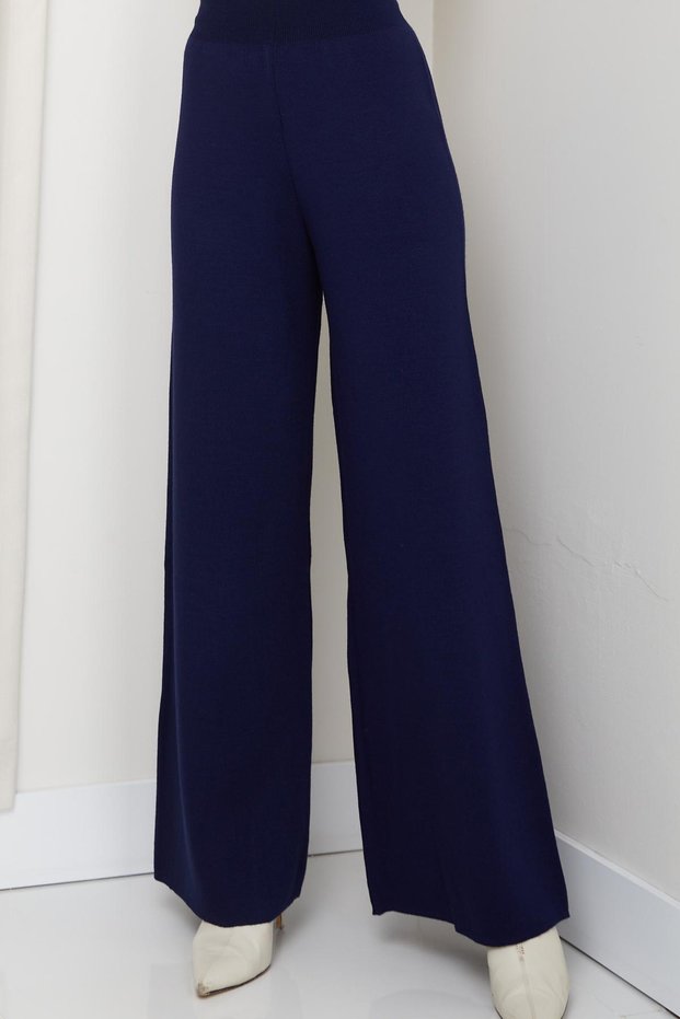 Fatella Women's Comfortable Fit Wide-Leg Knit Pants with Elastic Waistband