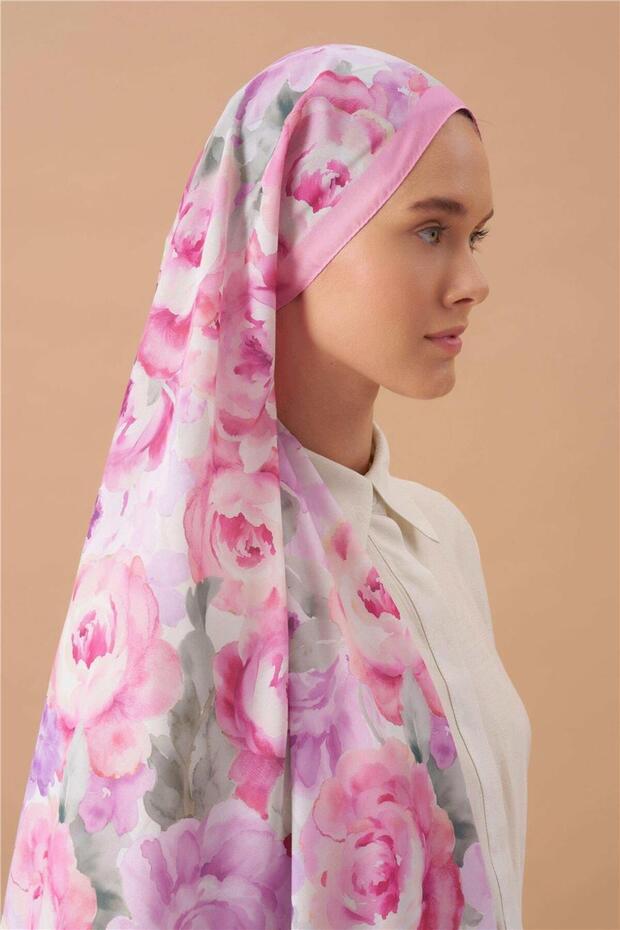 Fine Cotton Viscose Soft Shawl with Large Flower Pattern, Light and Stylish Shawl - 3