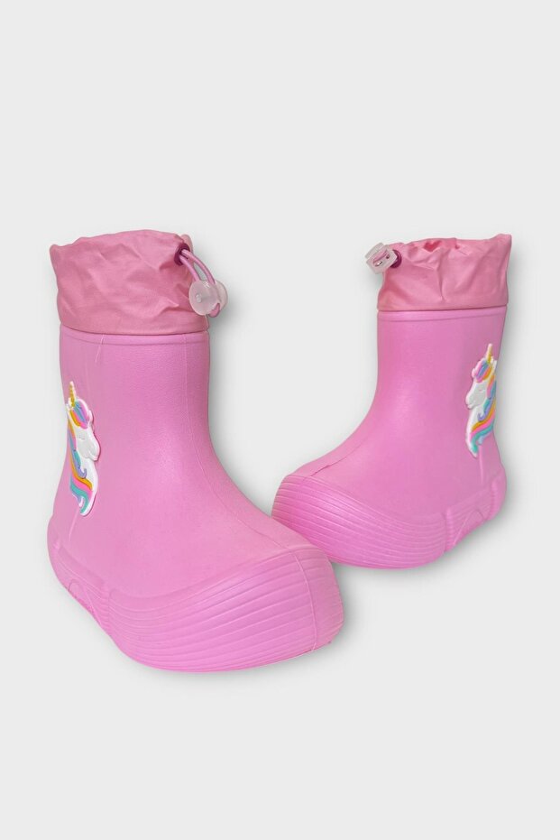 Çocuk Kışlık Su Geçirmez Yağmur Botu PEMBE - 3
