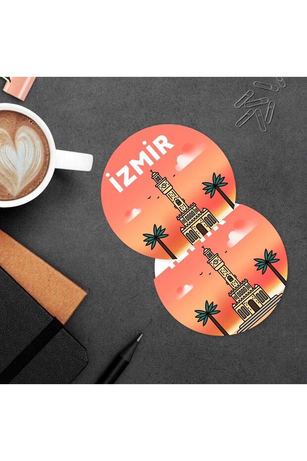 مجموعة من قطعتين من قواعد الأكواب المصنوعة من خشب MDF بتصميم إزمير