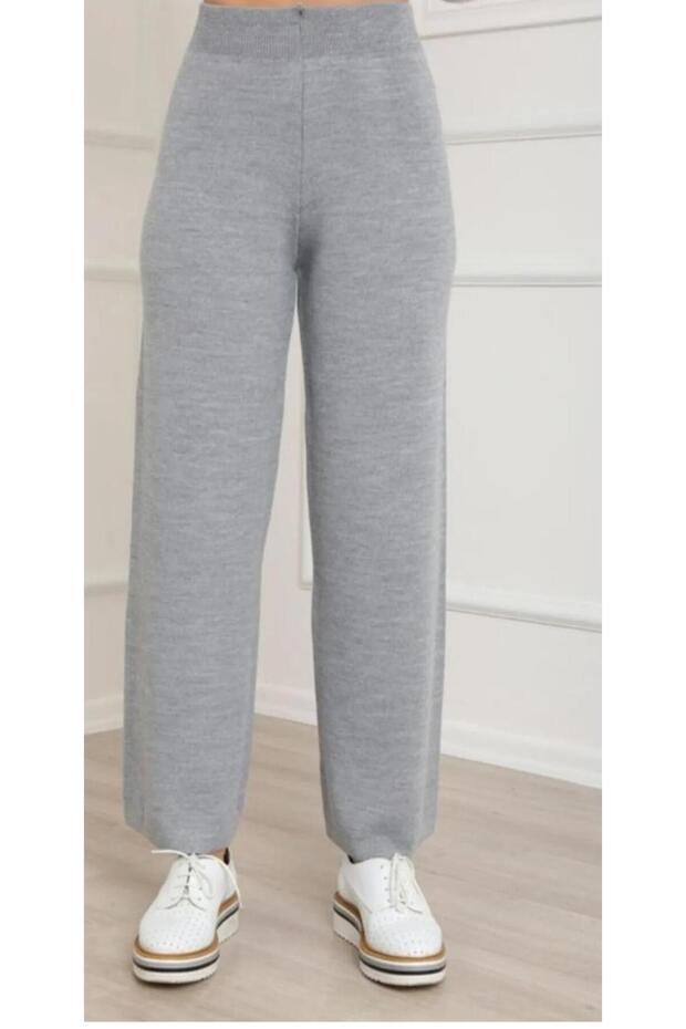 Fatella Women's Comfortable Fit Wide-Leg Knit Pants with Elastic Waistband