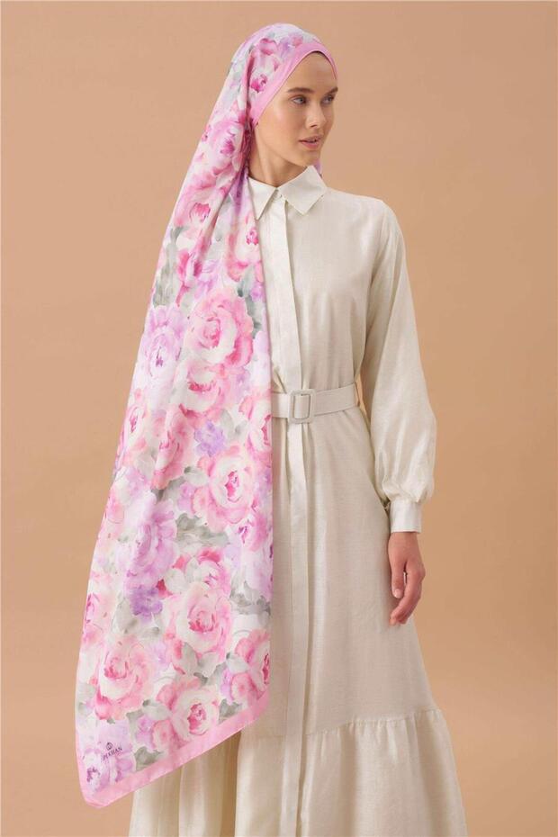Fine Cotton Viscose Soft Shawl with Large Flower Pattern, Light and Stylish Shawl - 4