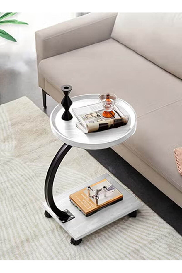 C-shaped double-layer small side table for sofa and bed - 2