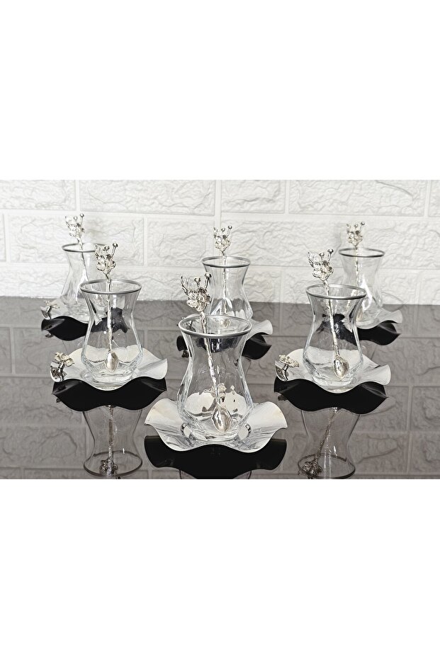 Alya Silver Tea Set 18 Pieces Japanese Rose Tea Spoon and Full Silver with Details