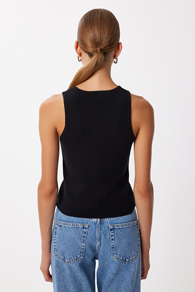 Basic Stretch-Strickbluse LUB0232 SCHWARZ - 5