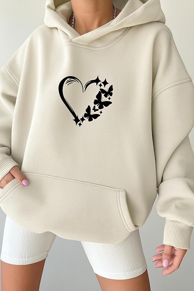 3 Yarn Combed Cotton Heart Unisex Hooded Sweatshirt