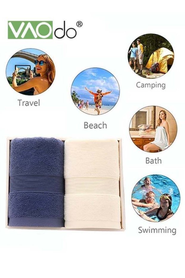 2PCS Cotton Towel Set, Skin-friendly and Soft Hand Towels, High Absorbent Thick Face Towel Set, for