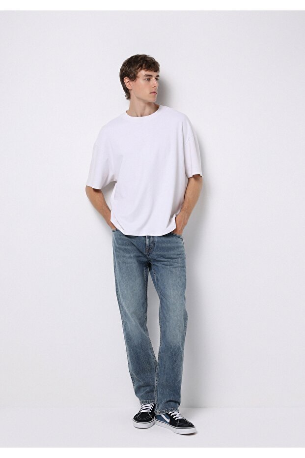 Regular Fit Erkek İndigo Jean Pantolon - 3