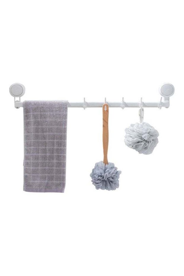 Towel Holder With Hooks White 67.4cm