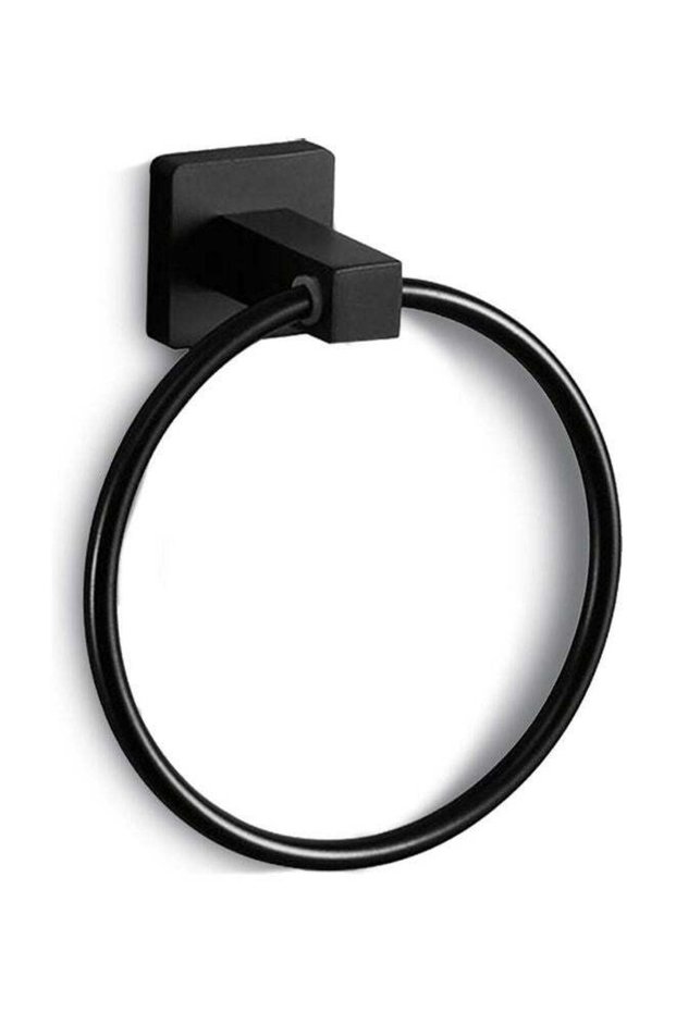 Wall Mount Stainless Steel Towel Ring Holder Black 19 x 6.50 x 11cm
