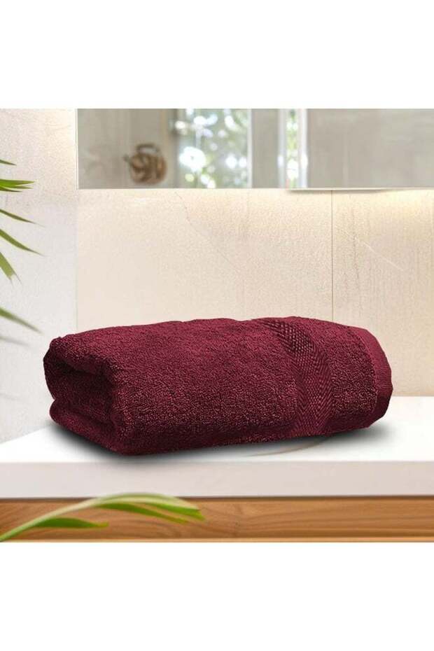 REST 1PC Hand Towel 100% Cotton 50x100 cm , 19x39 inches Oversized Soft Burgundy Towel Soft and Hi