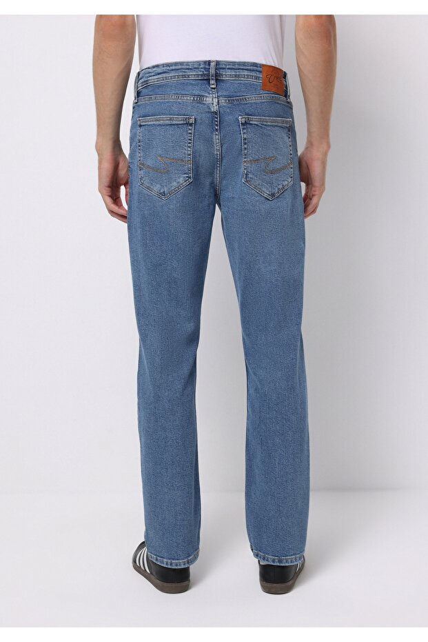 Regular Fit Erkek Açik İndigo Jean Pantolon - 2