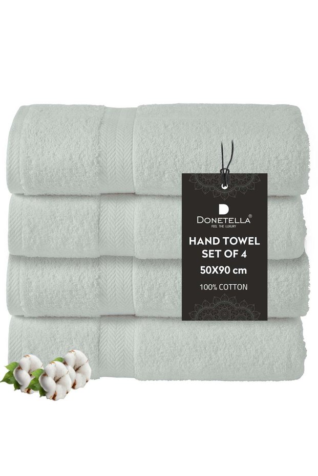 Premium 100 % Combed Cotton 4-Pcs Hand Towel Set (50 X 90 CM) 600 GSM Super Soft Hand Towel, Highly