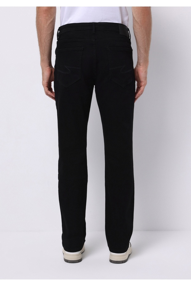 Regular Fit Orta Bel Düz Paça Erkek Siyah Jean Pantolon - 2