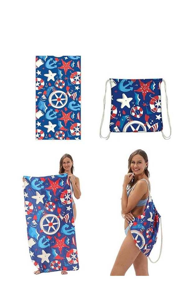 2-in-1 Lightweight Beach Towel Backpack for Adults & Kids Oversized 160x80cm Sand-Free Towel Conver