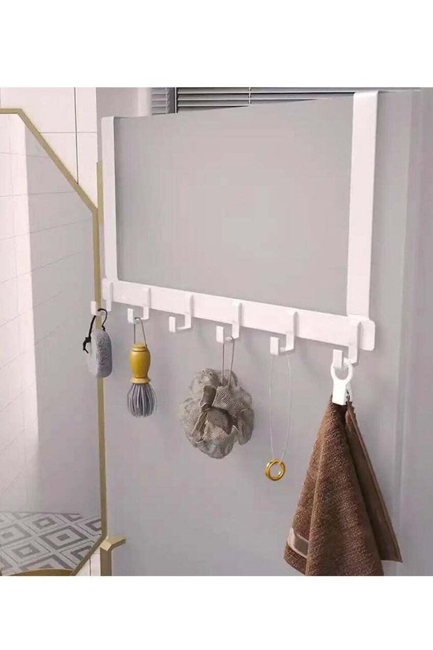 Detachable Over-the-Door Hook Rack for Towels and Clothes, No-Drill Hanging Organizer for Bathroom,