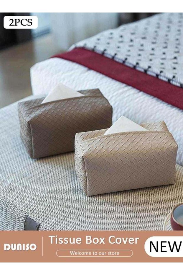 2 PCS Tissue Box Cover, Modern Leather Rectangular Tissue Box, Decorative Paper Box, Napkin Holder,