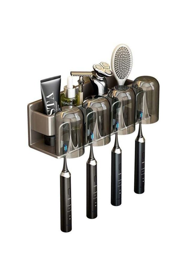 4 PCS Wall Mounted Toothbrush Holder and Mouthwash Cup, Tooth Cup Wall Mounted Storage Rack,Stainle