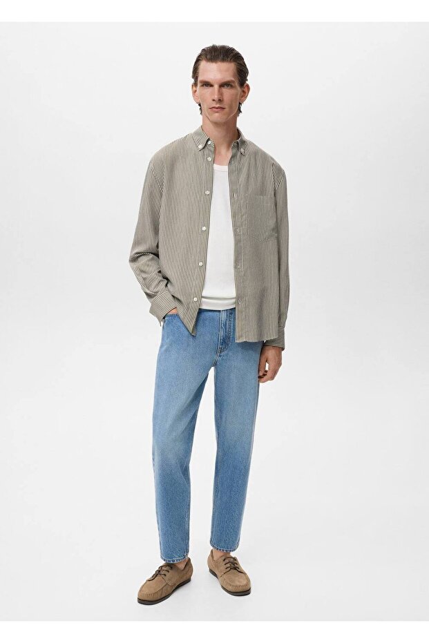Regular kesim çizgili gömlek - 2