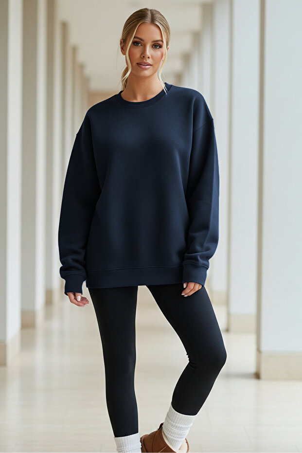 Kadın Oversize Kışlık Salaş Laci Sweatshirt - 4